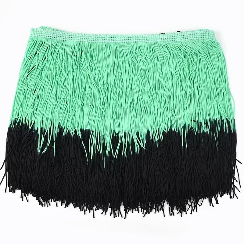 Meetee 2/3/5M 20cm Coloured Fringe Tassel Clothing Curtain Lace Trim Webbing Ribbons for Sewing Latin Dress Fabric Accessories