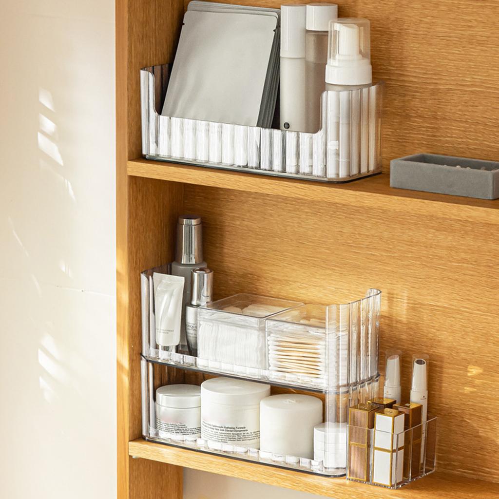 Upgrades Makeup Organizer Clear Cosmetic Storage Box Elegant Clear Makeup Holder Space Saving Makeup Storage for Vanity