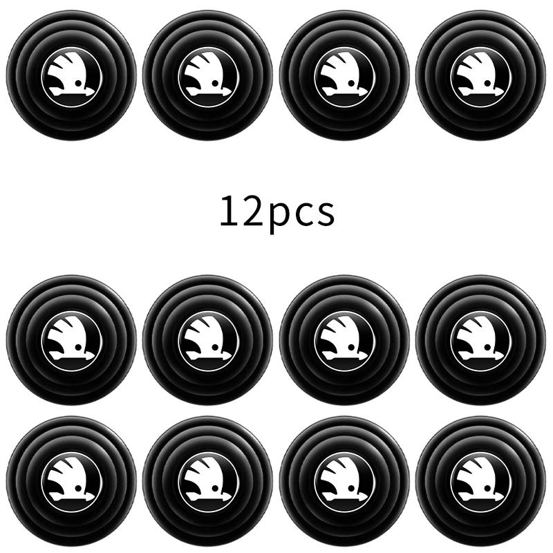 Silicone Car Logo Door Trunk Shock Absorber Sticker Gaskets Pads For Skoda Octavia Rapid Kodiaq Karoq Kamiq Superb Derivative hbkm45