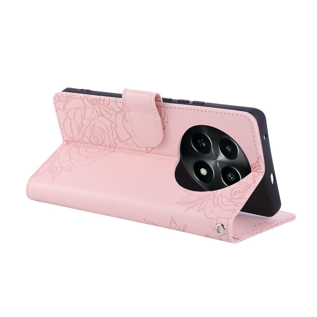 For Realme C65 5G/C63 5G Case Rose Flower PU Leather Wallet Phone Cover with 3 Card Slots