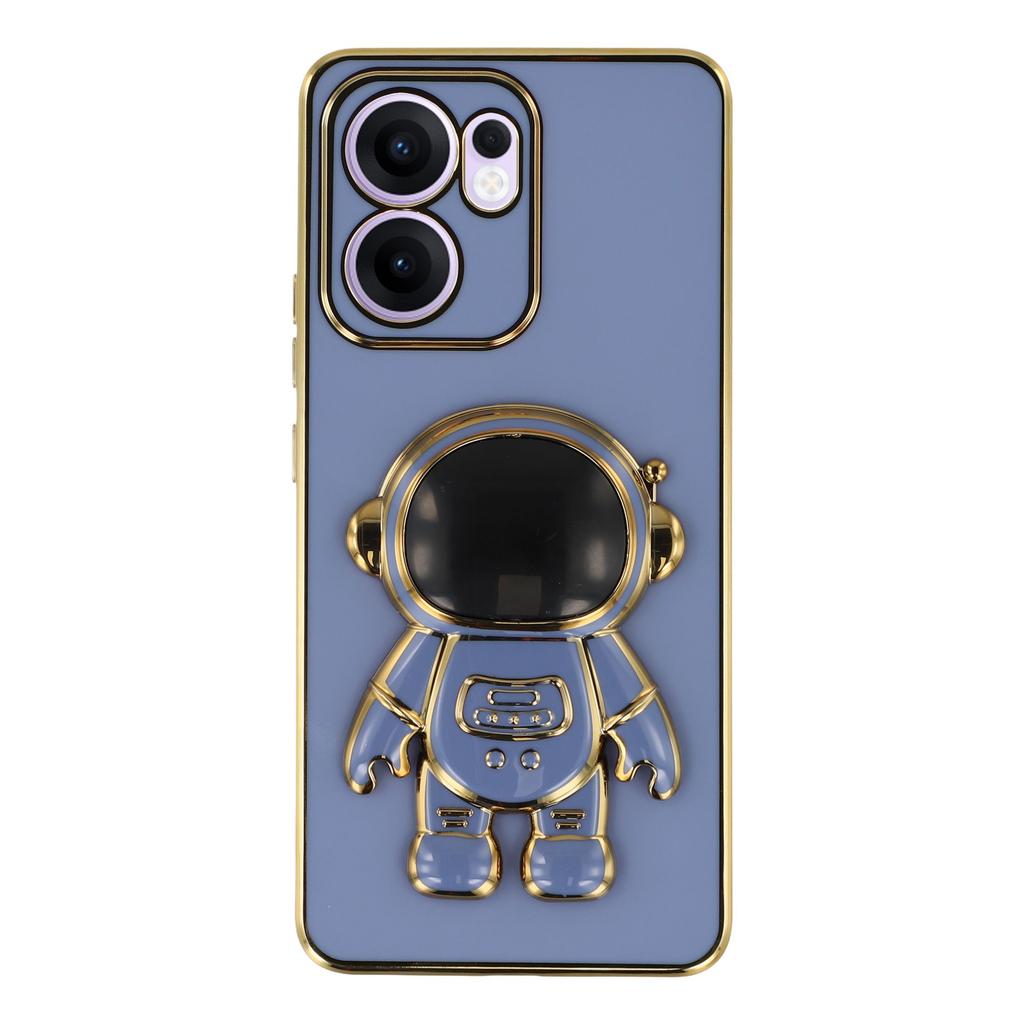 For Oppo Reno13 F 4G/5G Case Electroplating Soft TPU Phone Cover with Astronaut Hidden Kickstand