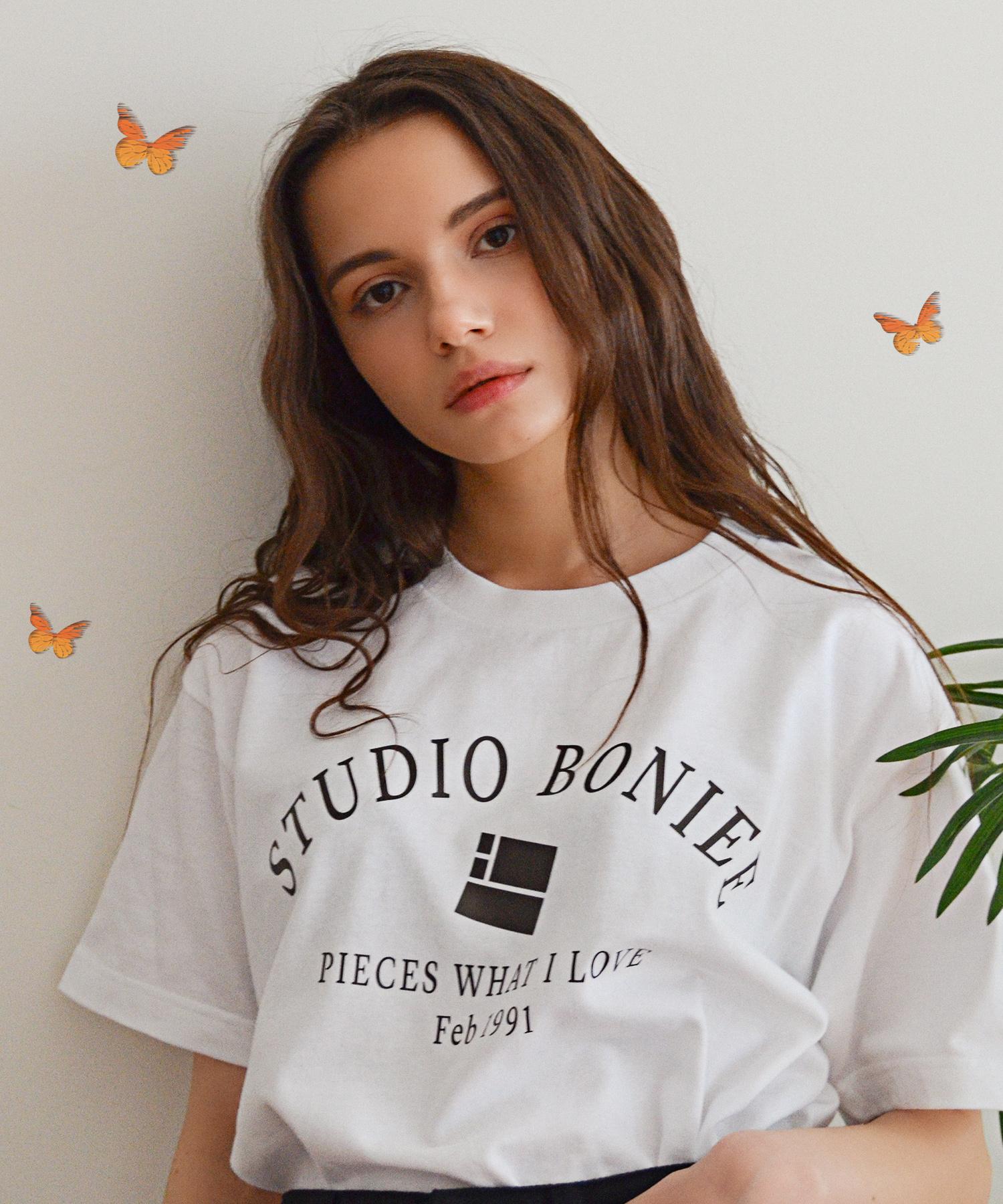 Bonye Логотип Типография Свободная футболка Белый White/Size 2