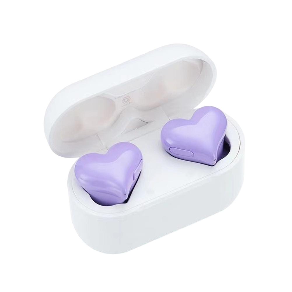

New Wireless Earphones Hi-Fi Stereo Headphones Heart-shaped Heartbuds Bluetooth-compatible In Ear Noice Cancelling Women Fashion фіолетовий