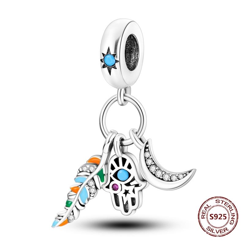 Teufelsaugen Anhänger 925 Kupfer Original Hand von Fatima Blauer Zirkon Kreuz Blaue Augen Charms Passend für Armband DIY Herstellung Zirkon Geschenk