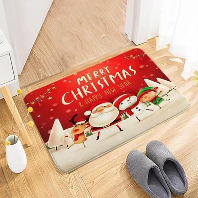 Christmas New Year Theme Carpets for Beadroom Bathroom Cartoon Rug Entrance Anti-Slip Doormat Holiday Home Decoration Door Mat