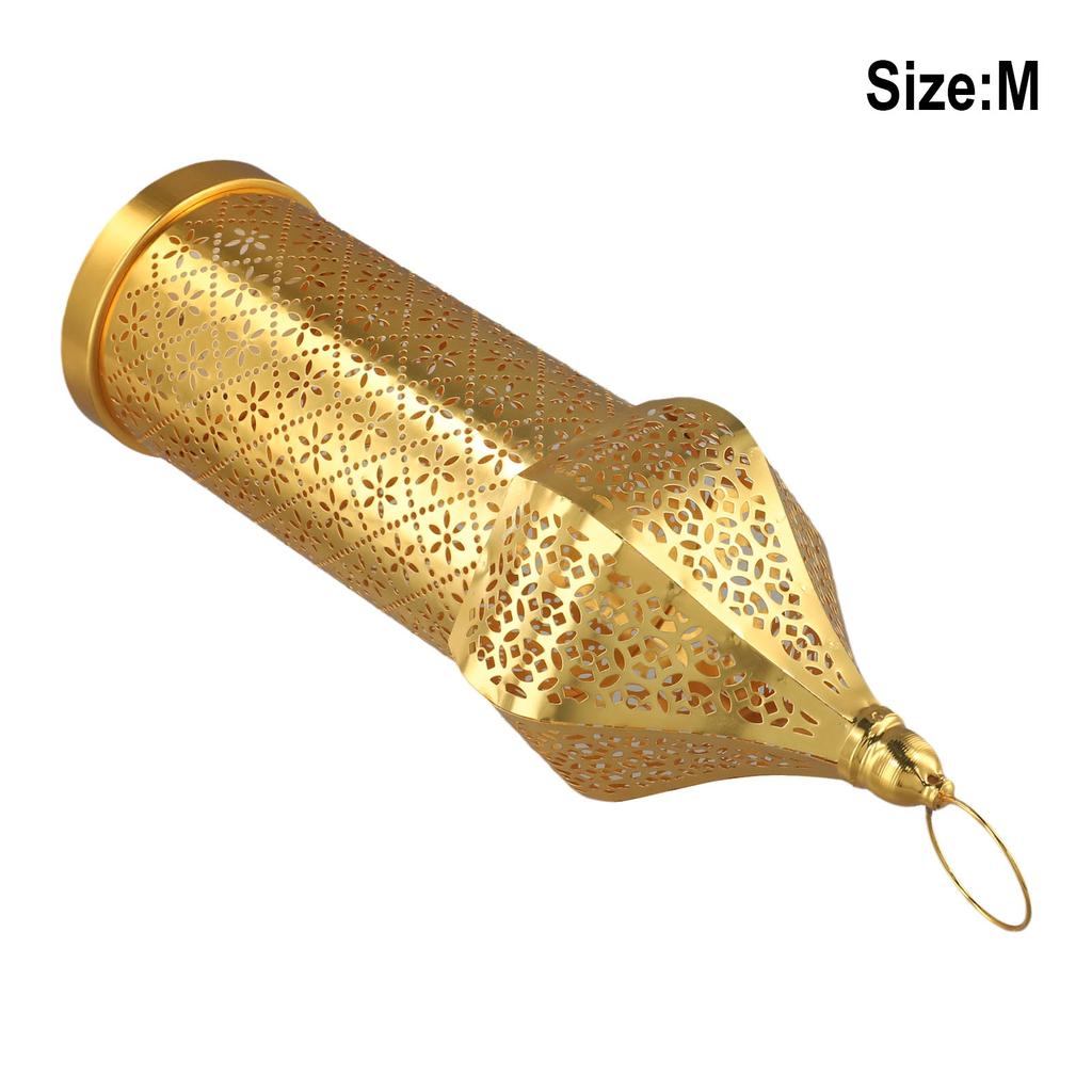 Christmas Moroccan Retro Golden Hollow LED Wind Lamp Iron Lantern Hotel Home Bedroom Living Room Atmosphere Decor Lamps