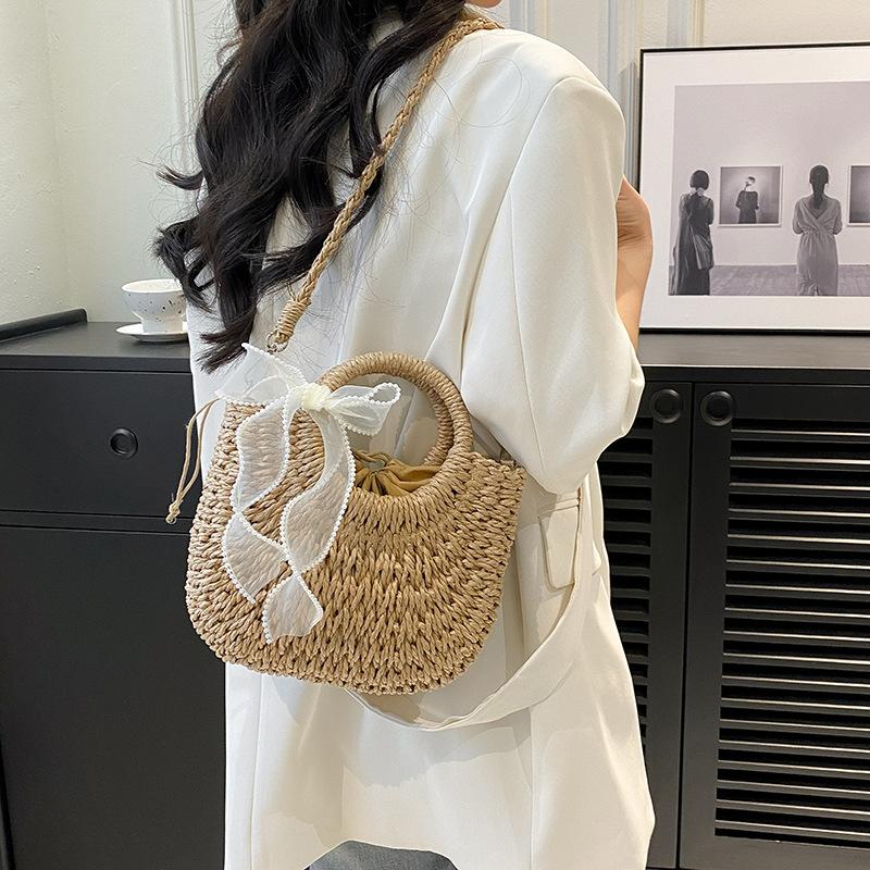 Summer New Bag Trendy Straw Vegetable Basket Women's Bag Portable Shoulder Beach Bag