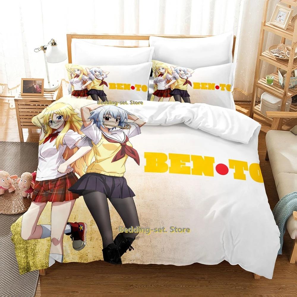 Ben-To Bettwäscheset Einzelbett Twin Full Queen King Size Bettset Erwachsene Kind Schlafzimmer Bettdeckenbezug Sets 3D Druck Anime Bettlakenset