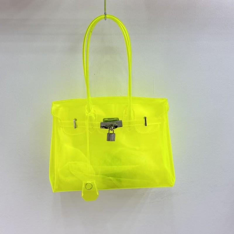 Borsa Tote in PVC Trasparente tipo Gelatina con Chiusura Borsa a Spalla Grande Capacità per Uso Quotidiano