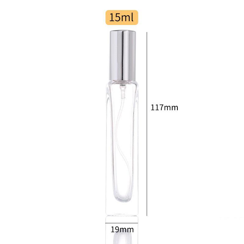 Square Clear Glass 10ml Screw-Top Perfume Atomizer Bottle with Rollerball