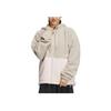 adidas Color Block Loose Fit Zip Up Hooded Drawstring Fleece Jacket Women Jackets Beige IK9863