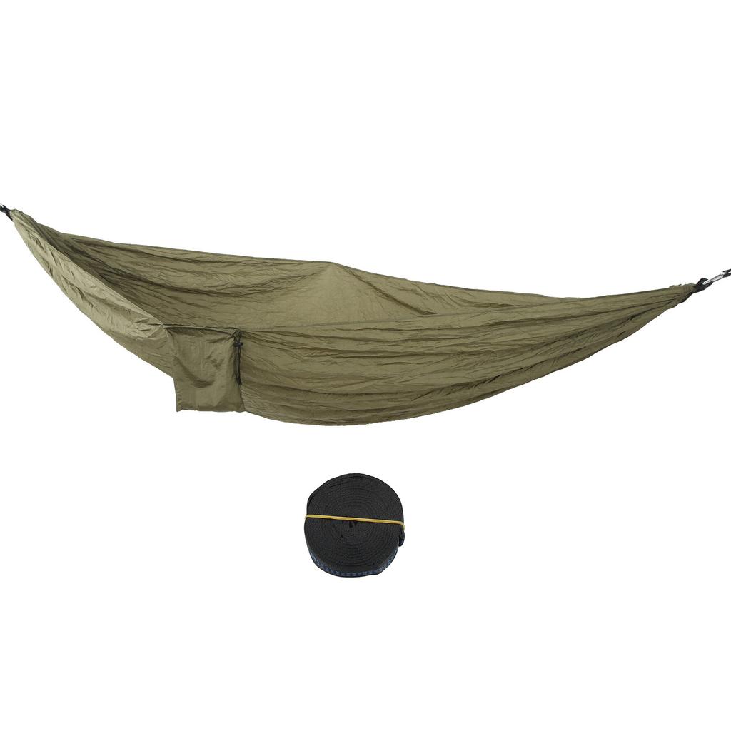 Double Portable Hammock Quick Drying Nylon Camping Hammock with Tree Strap for Outdoor Hiking Travel Backpacking Army