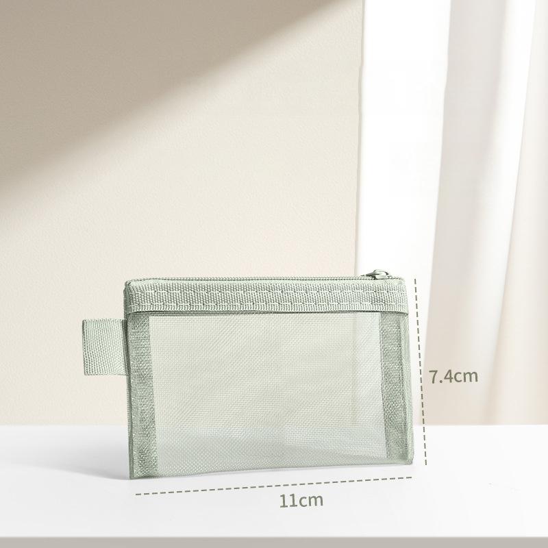 1Pc Portable Mini Zipper Mesh Storage Bag New Coin Purse Small Square Mesh Coin Purse Travel Storage Carry Pouch With Zippered