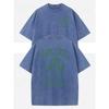 European Sizes Cocktail Club Alphabet Print, Oversize Shoulder Retro Street Basics Men's T-Shirt Summer Do Old Washed T-shirt Round Neck