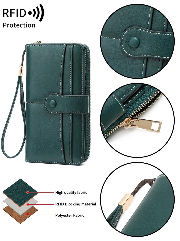 Vintage Elegante Damen Lange Geldbörse RFID Bifold Multifunktionale Reißverschluss Handtasche Münzfach Multifunktionaler Kreditkartenhalter