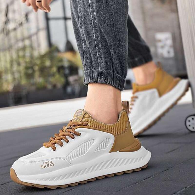 Fashion New men's shoes with breathable mesh upper and thick-soled running white Dad trendy shoes are on promotion A 1-7