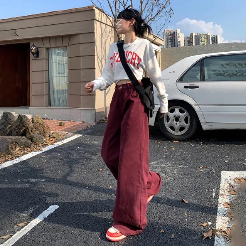 Jeans à jambe large Nouveau Pantalon décontracté taille haute Automne