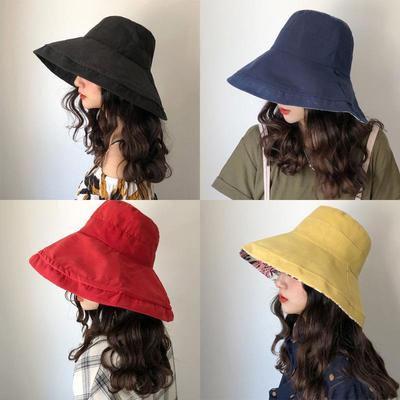 Women's Wide Brim Summer Bucket Hat - Solid Color, Trendy, Foldable Sun Protection
