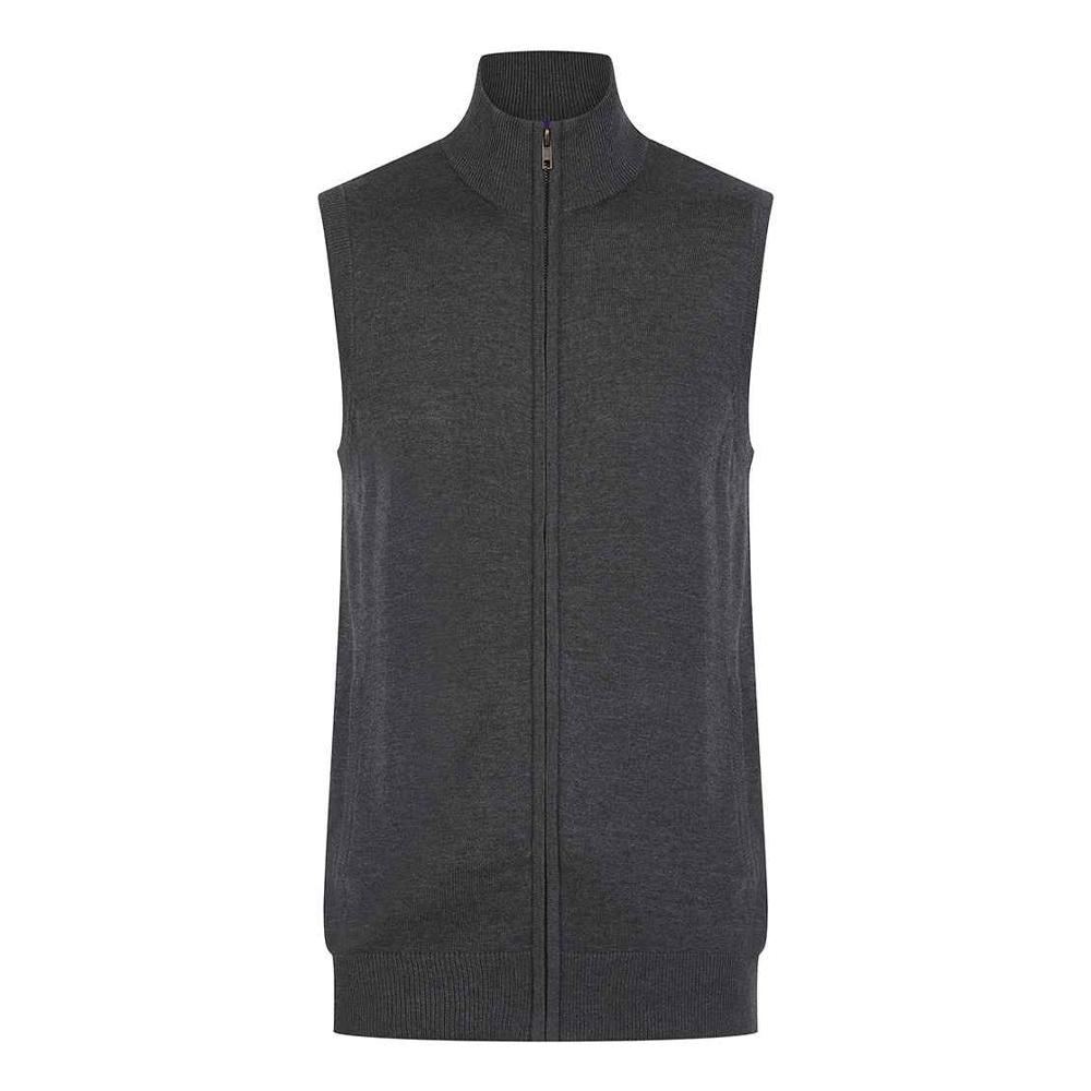 Henbury Mens Plain Full Zip Sleeveless Vest