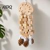 Parrot Boredom Relief Toy Wooden Blocks Toy Bird Chew with Beads Pinecones Safe Natural Chewing for Parrots Beak Grinding Cage Accessory Macaws