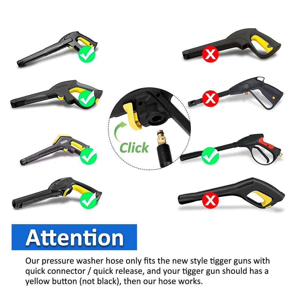 צינור חלופי למכונת שטיפה בלחץ צינור סופר גמיש 2900 PSI צינור עמיד בפני קיפולים עבור Karcher K2-K7 מחבר מהיר