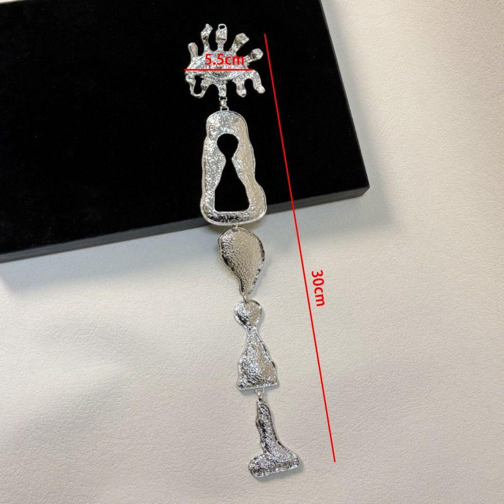 Metal Alloy Long Pendant Pins Exaggerated Pin Brooches Fashion Eyes Facial Brooches Coat Accessory