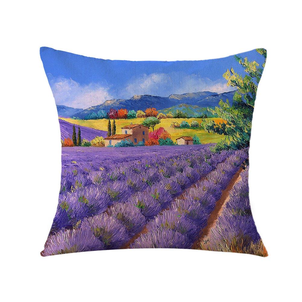 Valentine's Day Pillow Printed Landscape Character Linen Short Plush Pillow Case Home Decoration Pillow Case