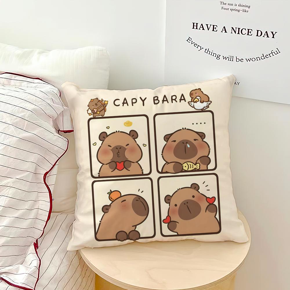 

Капибара мультфильм милый наволочка диван гостиная спальня изголовье спинка подушка квадратная подушка время сна 40x40CM(16x16in)