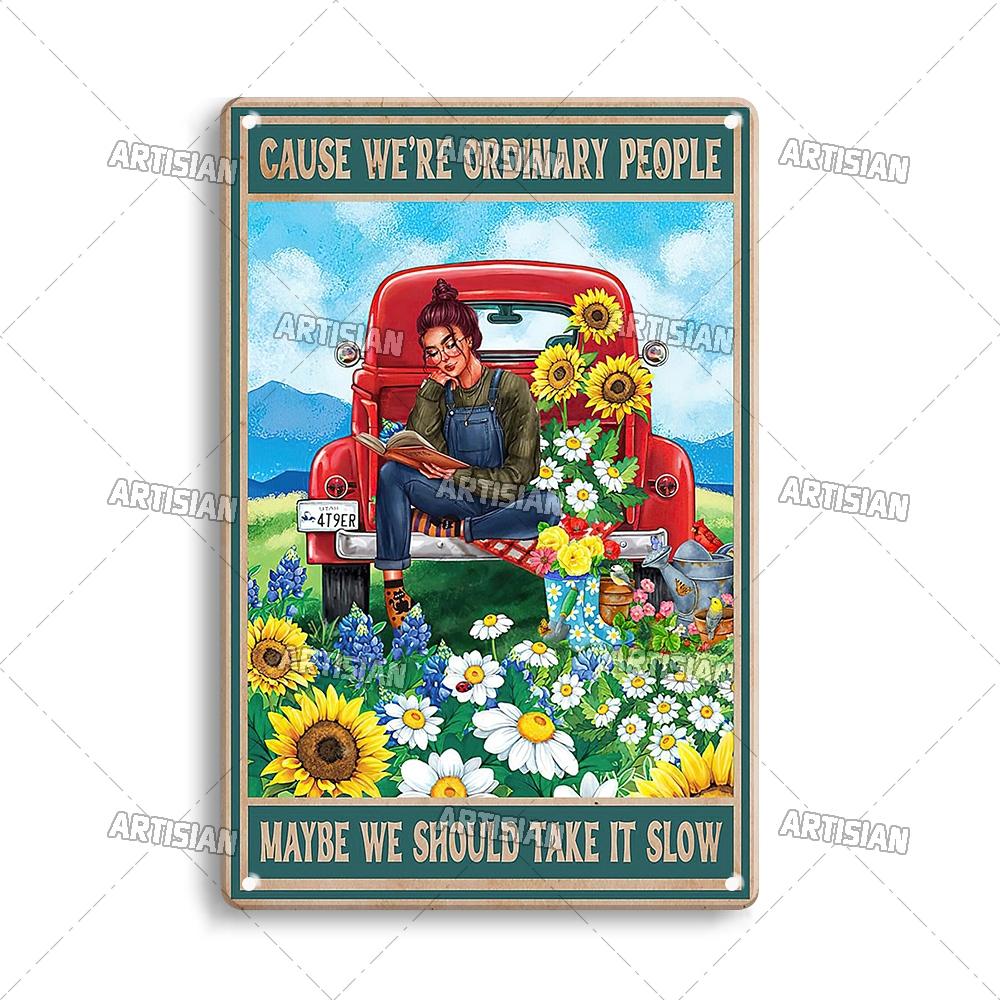 Artisian Gypsy Metal Plate Hippie Tin Plaque GIRL SUNFLOWER Decorative Sign Wall Decor Garage Bar Pub Club Hotel Kitchen Home