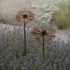 Vintage Rustic Cornflower Metal Garden Stake Weathered Iron Flower Sculpture