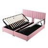 Upholstered Bed 180x200 cm, Hydraulic Storage Bed, Skin-Friendly Linen High Box Bed, Multifunctional Double Bed, Pink