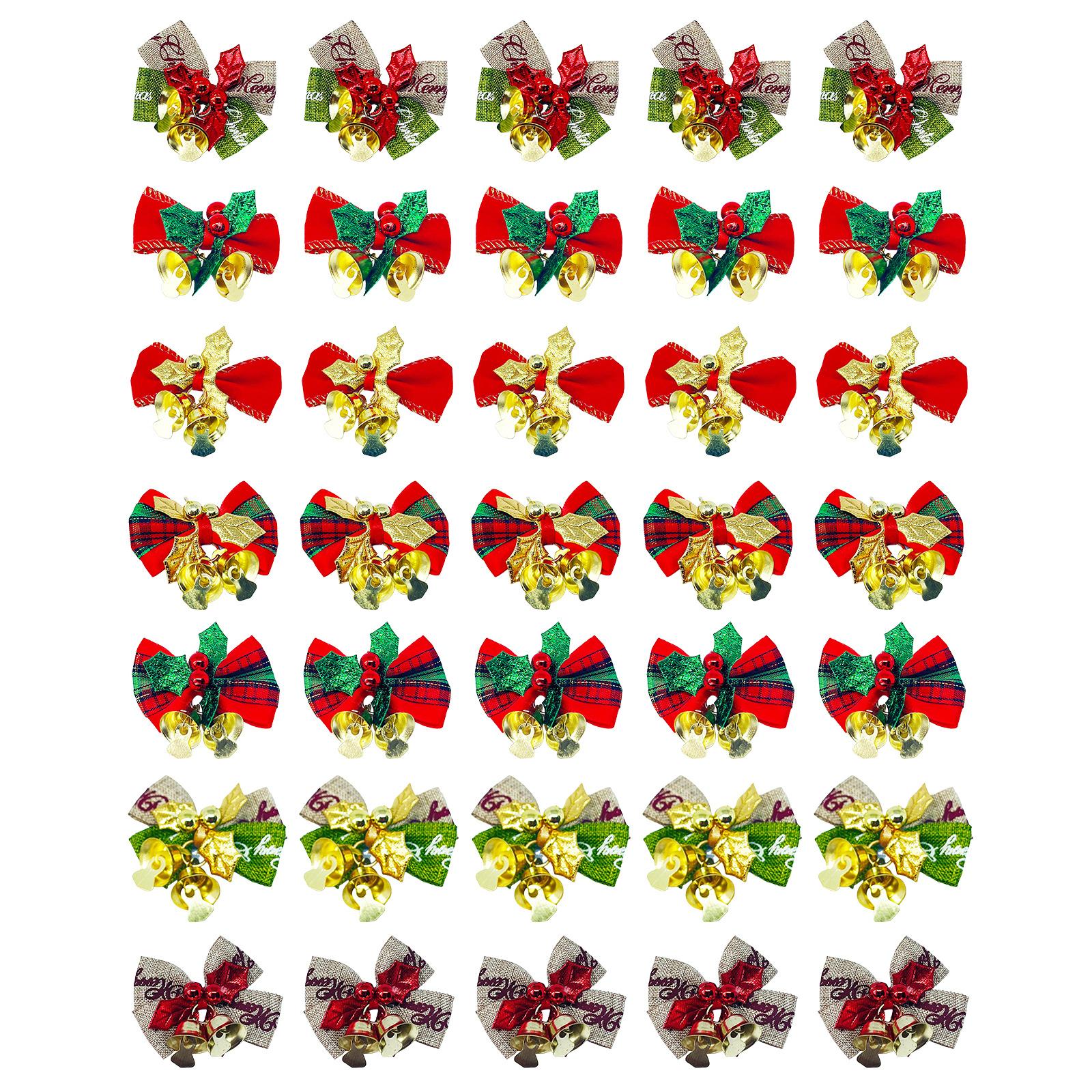 

Набор из 35 рождественских бантов, оберточных DIY аксессуаров, бантов-колокольчиков с лентой для праздничной вечеринки, украшения рождественской елки, подарка