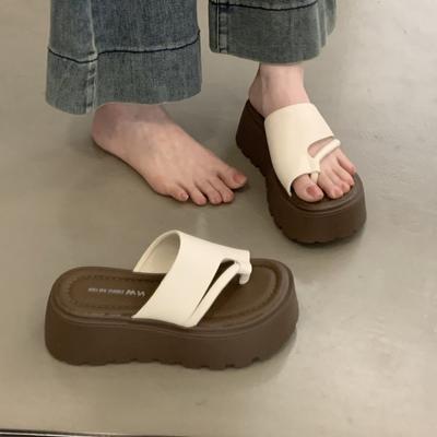 Hausschuhe Damen 2025 Sommer neue Trage Klettverschluss Muffin dicker Boden auf Scheiße treten Gefühl modisch und leicht Strand Schuhe