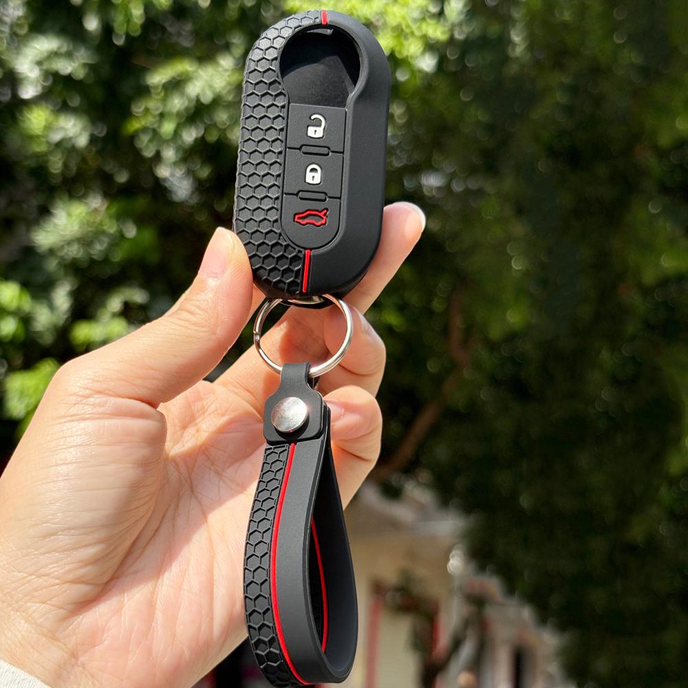 Keychain+ Keycase For Fiat 500 500L Ducato Panda LANCIA Punto Dot Evo Silicone Car Remote Key Cover For Citroen Jumper Holder