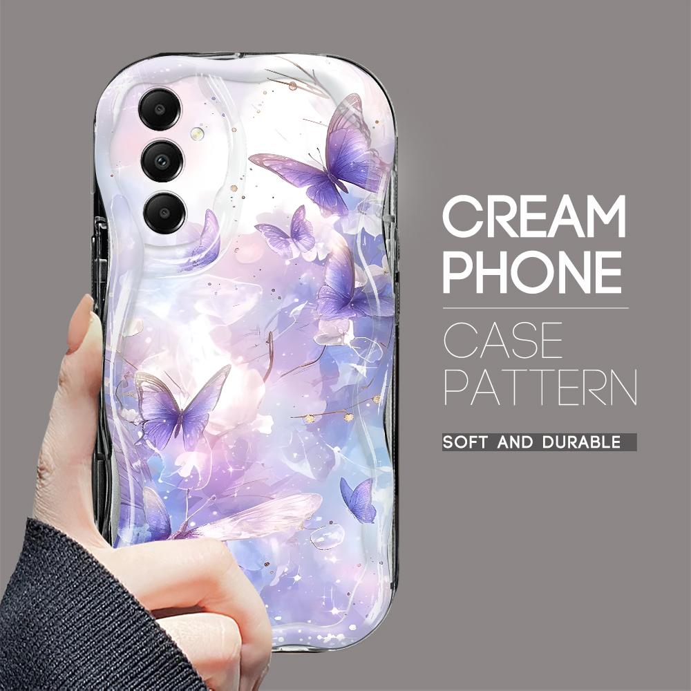 Cute Cartoon Pattern Cream Texture Casing Wavy Edge Soft Silicone Cover Phone Case for Samsung