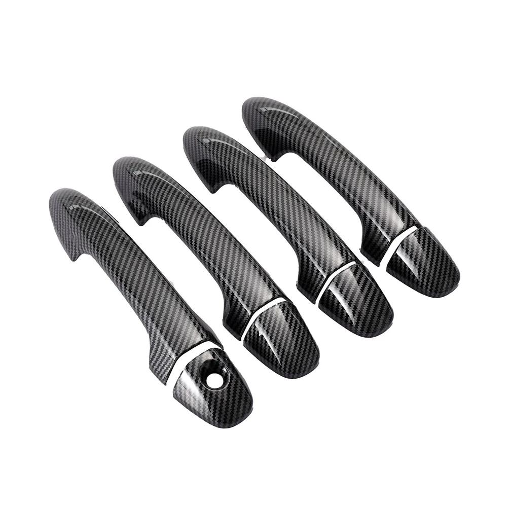 Door Handle Bowl Cover For Toyota Highlander Kluger 2015- Carbon Fiber Chrome Car Decor Trim Sticker Styling Accessories