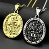 Saint Christopher Protect Us Medal Pendant Necklace for Women Men Stainless Steel Gold Color Christian Amulet Chain Jewelry