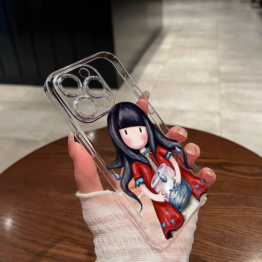 S-Santoro-Gorjuss Cute Cartoon Girl Phone Case For IPhone 17 16 15 14 13 12 11 X XR Mini Pro Max Plus Transparent Soft Cover