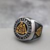 Vintage Solid Stainless Steel Viking Rune Triangle Design Unisex Matching Rings