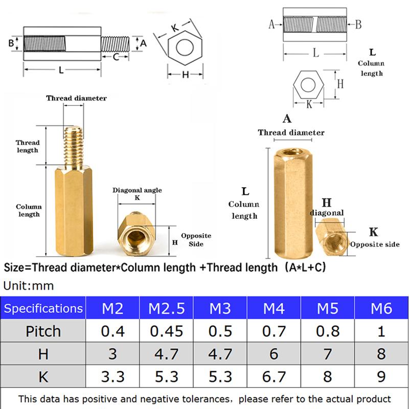 M2 M2.5 M3 M4 Hex Brass Standoff PCB Motherboard Spacer with Stainless Steel Cross Round Head Screw and Nut For PCB Assortment