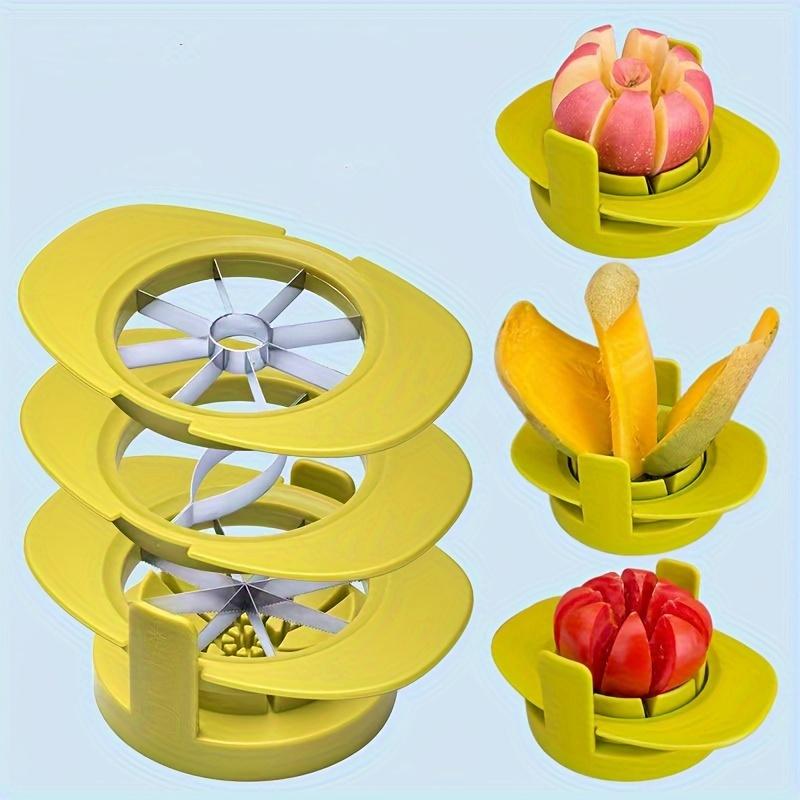 4 in 1 Stainless Steel Mango, Apple Cutter Set , Versatile Fruit Slicer, Corer, and Dicer with Interchangeable Blades for Apples, Peaches, Pears