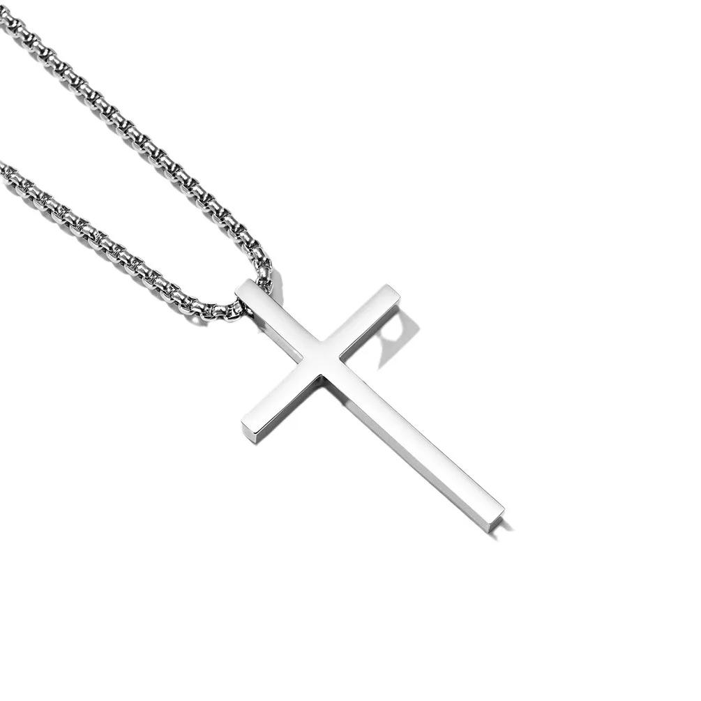 Titanium Steel Cross Necklace For Men Women Black Gold Silver Color Chain Crucifix Pendant Punk Party Never Fade Jewelry