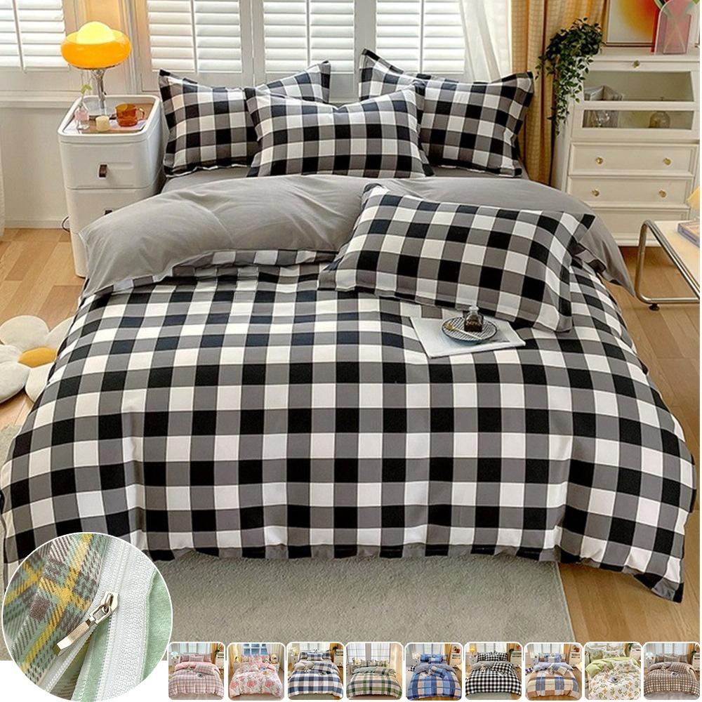 Ins Style Korean Bedding Set Breathable 3/4pcs Bed Sheets Set Quilt Covers Solid Duvet Covers for Home School Fundas Nórdicas