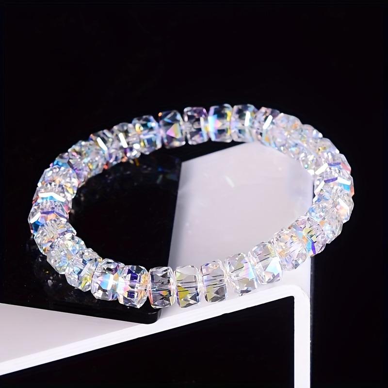 Star shaped crystal bead bracelet, colorful faceted gem jewelry for daily & formal ladies wear