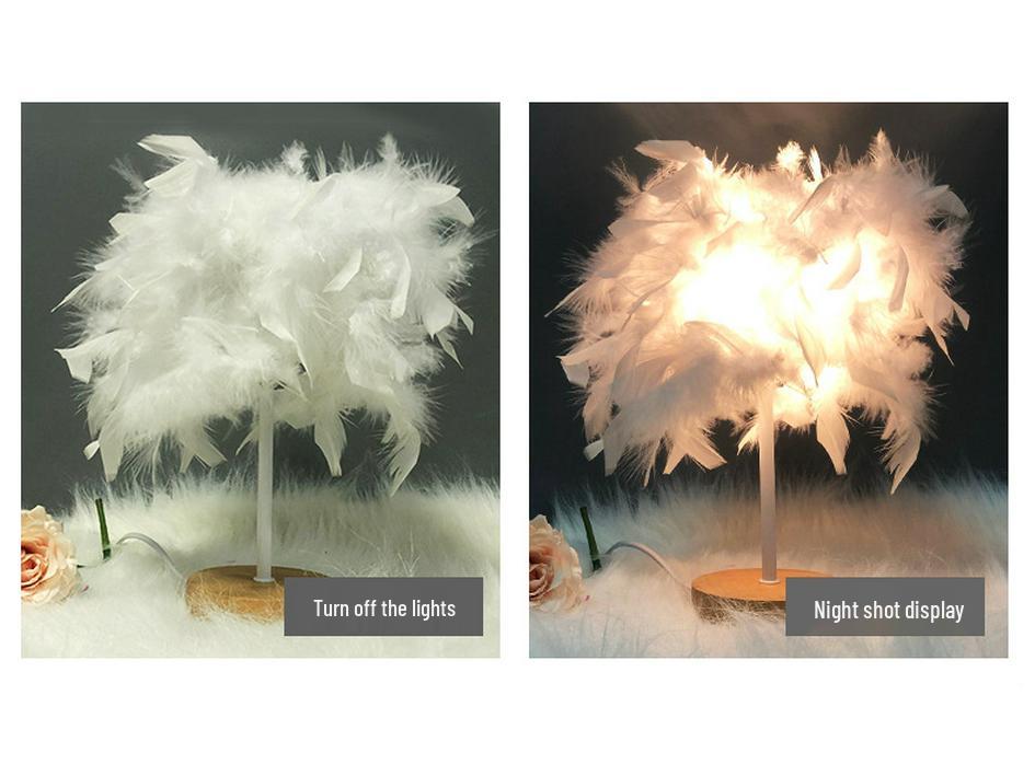 Nordic Luxury Feather Table Lamp - Elegant Bedroom Bedside Light, Creative Gift, Night Light Décor.