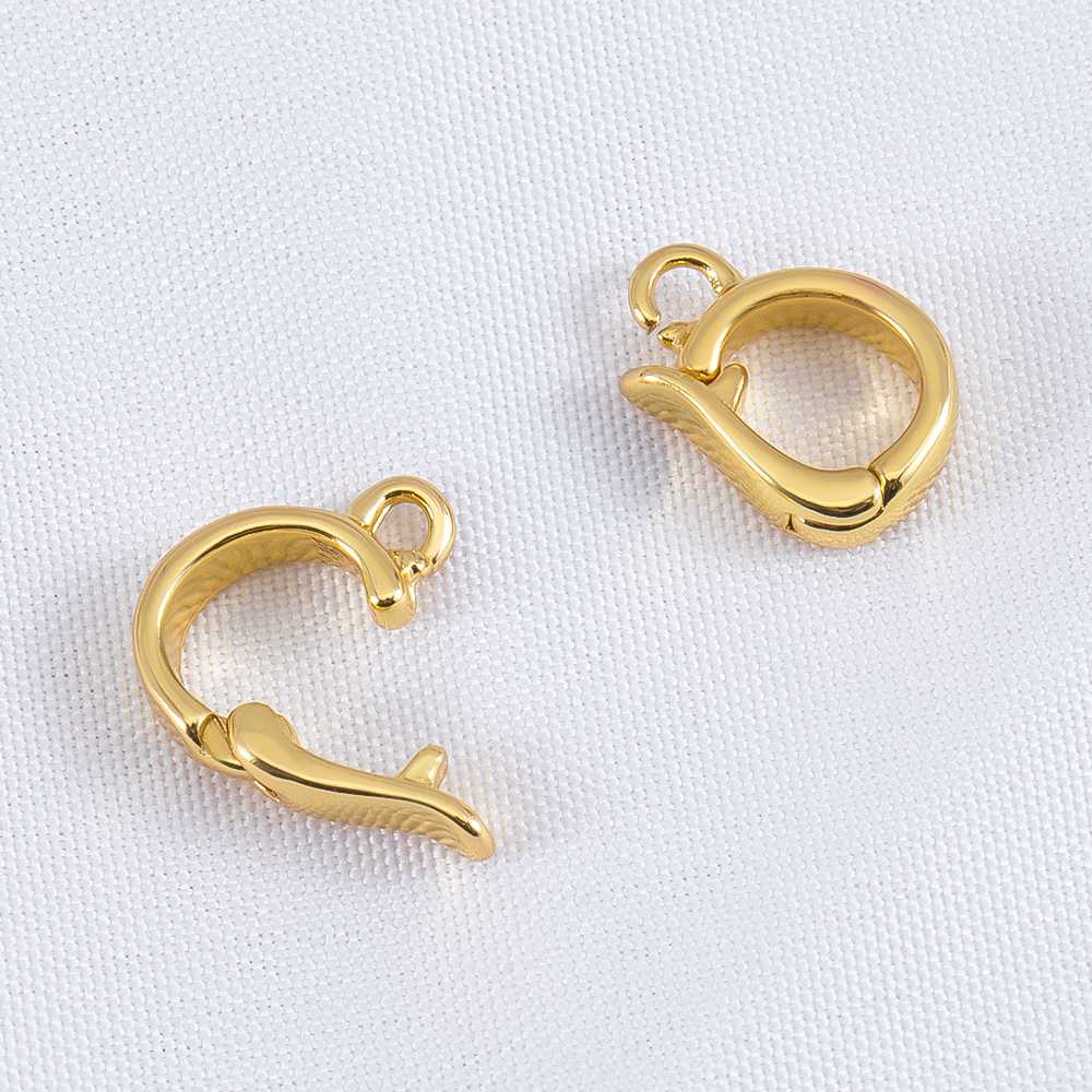 

18K Gold Plated Brass Zircon Hinged Charms Bail Clasps Round Melon Seed Buckle for Beaded Bracelet Necklace DIY Jewelry Findings 2pcs