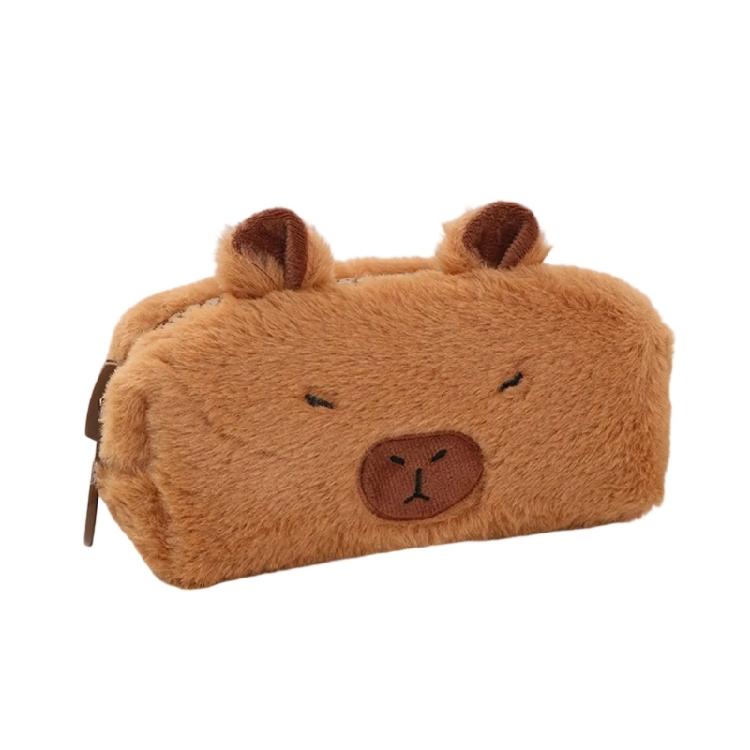 

High Capacity Pen Case 20x10cm Large Plush Pencil Case Big Capacity Pen Pouches Travel Pencil Organizers Bag for Travel коричневий
