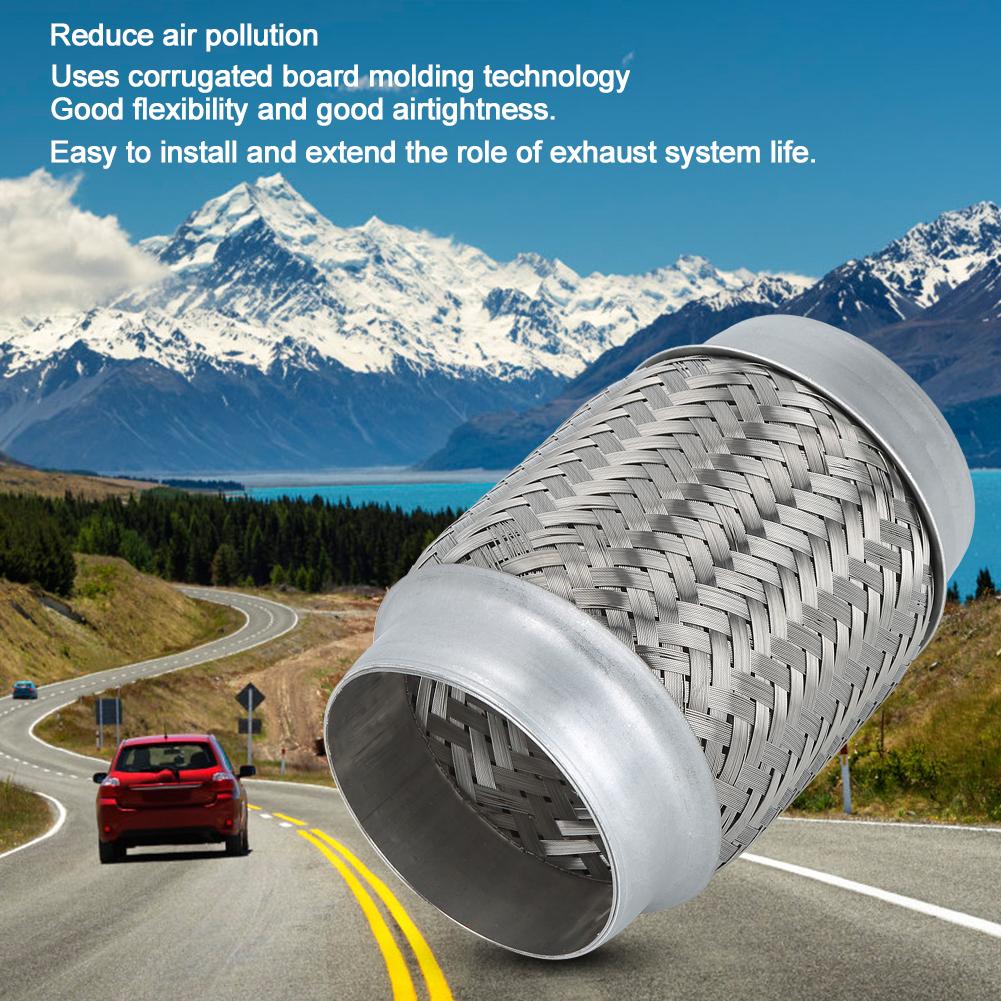 3in X 6in Double Braid Steel Tail Exhaust Pipe Hose Auto Accessory