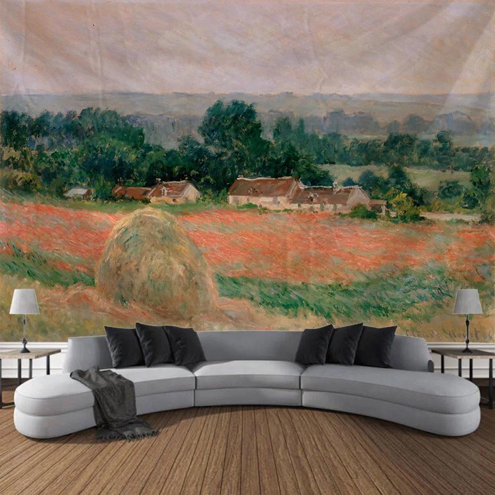 Vintage Tapestry, Art Poster, Lotus Wall Hanging, Van Gogh Oil Painting, Aesthetic Tapestry, Living Room And Bedroom Decoration