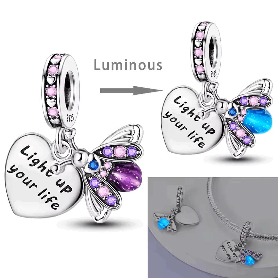 Luminous Firefly Stars Charm Fit Original New In Copper Charms Bracelets Pendants For Women Beads Diy Party Jewelry